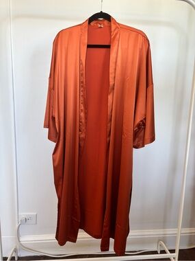 Parade Luxe Satin Long Robe - Burnt Orange size M
